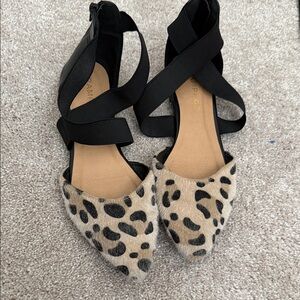 Rampage Leopard Print Flats with Black Straps